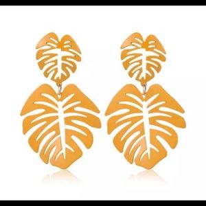 💥New Palm Leaves Dangle Drop Earrings Yellow 3 pk